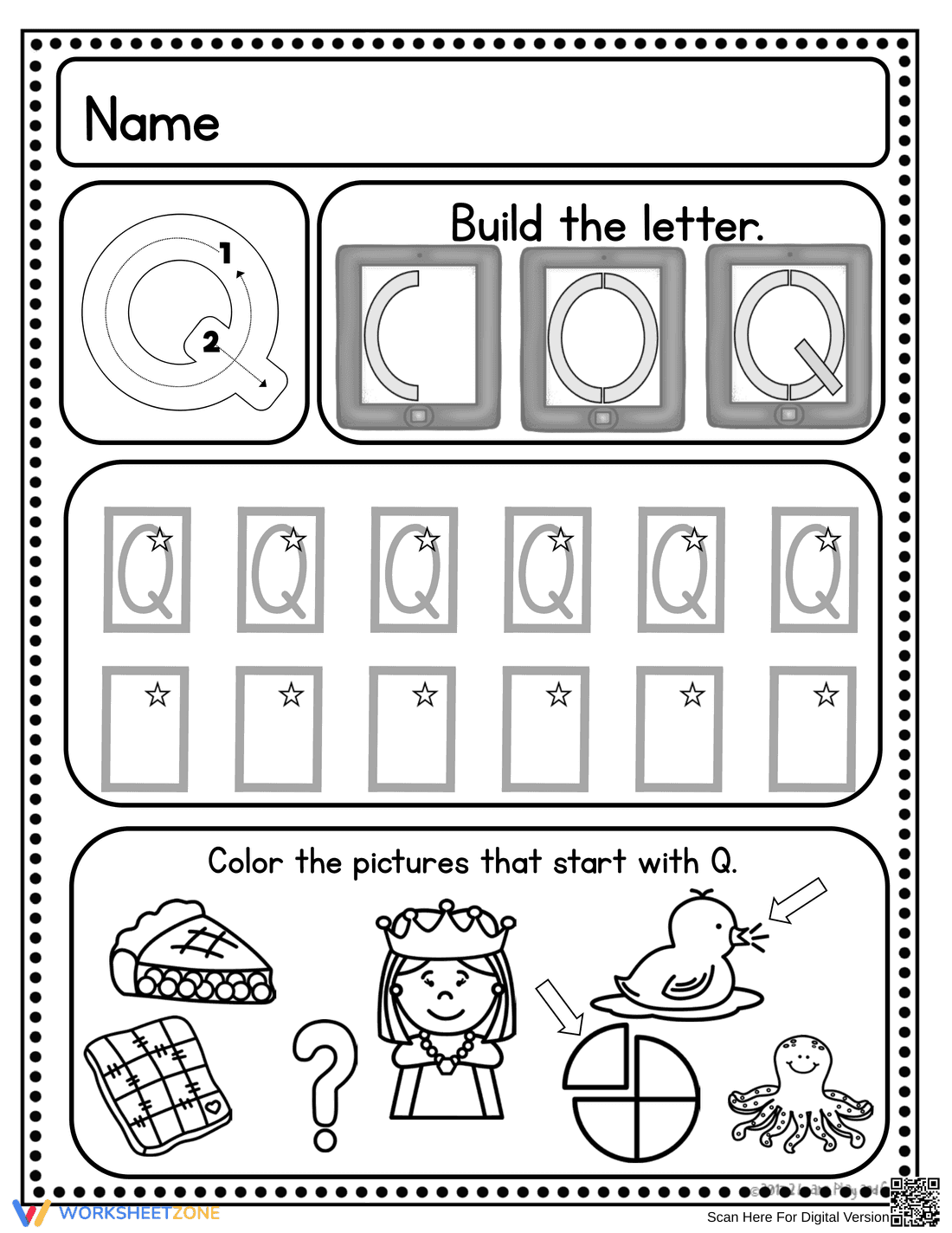Letter Q: Handwriting Practice Worksheet - Page 3