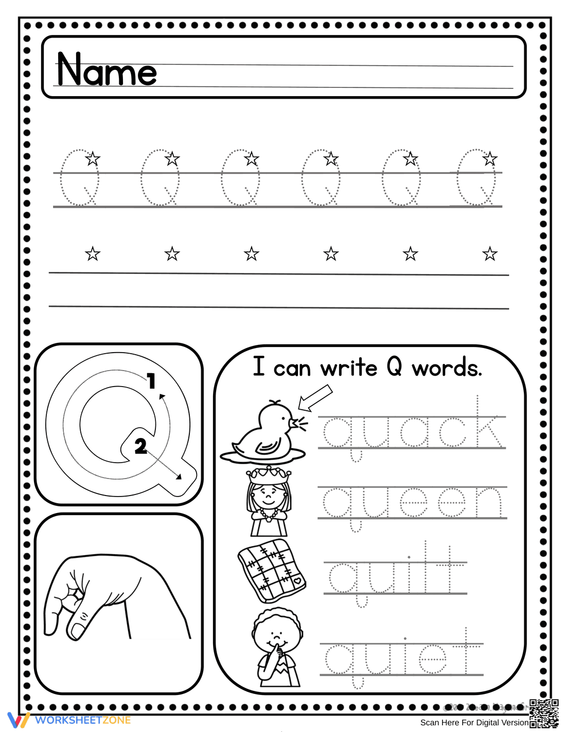 Letter Q: Handwriting Practice Worksheet - Page 5