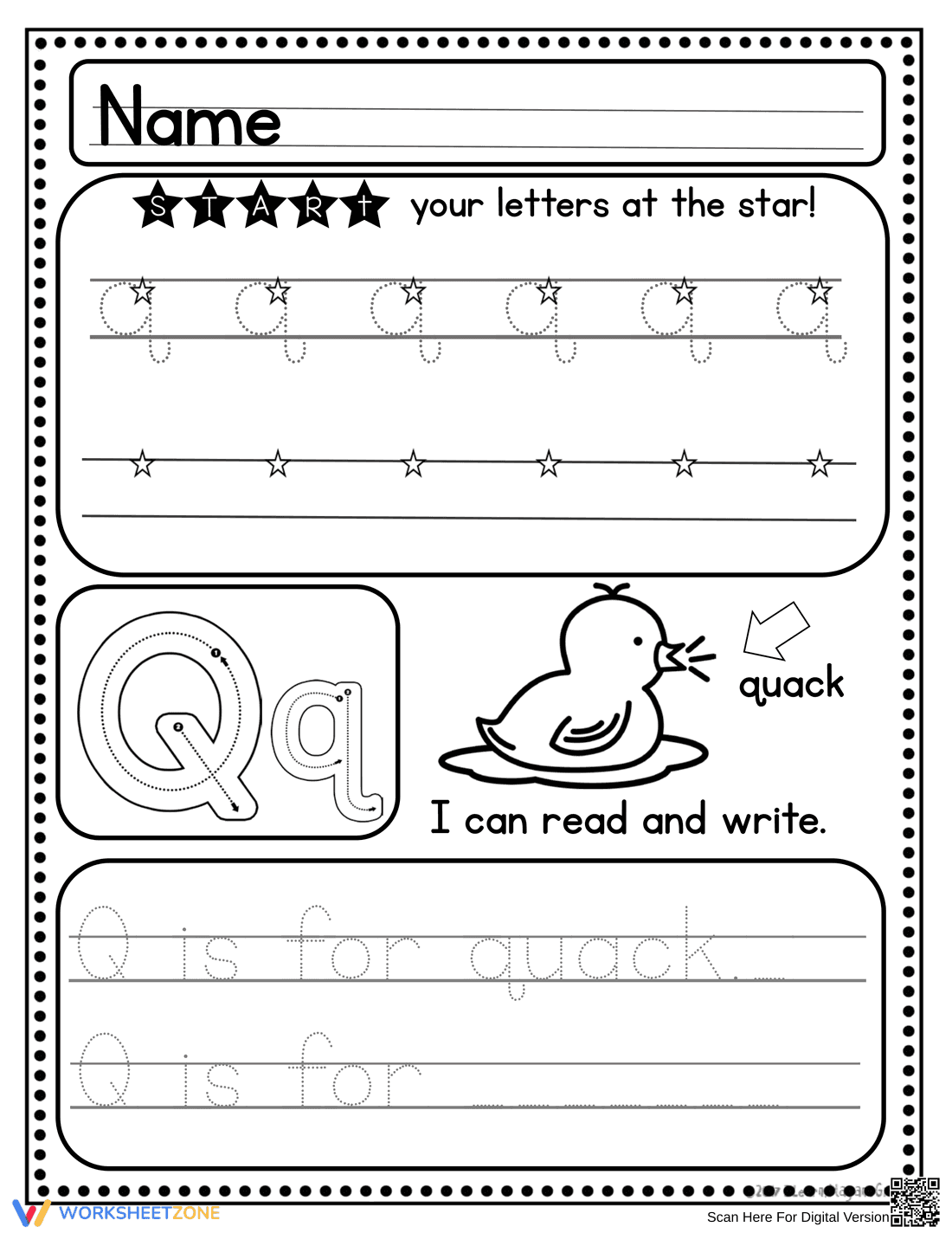 Letter Q: Handwriting Practice Worksheet - Page 6