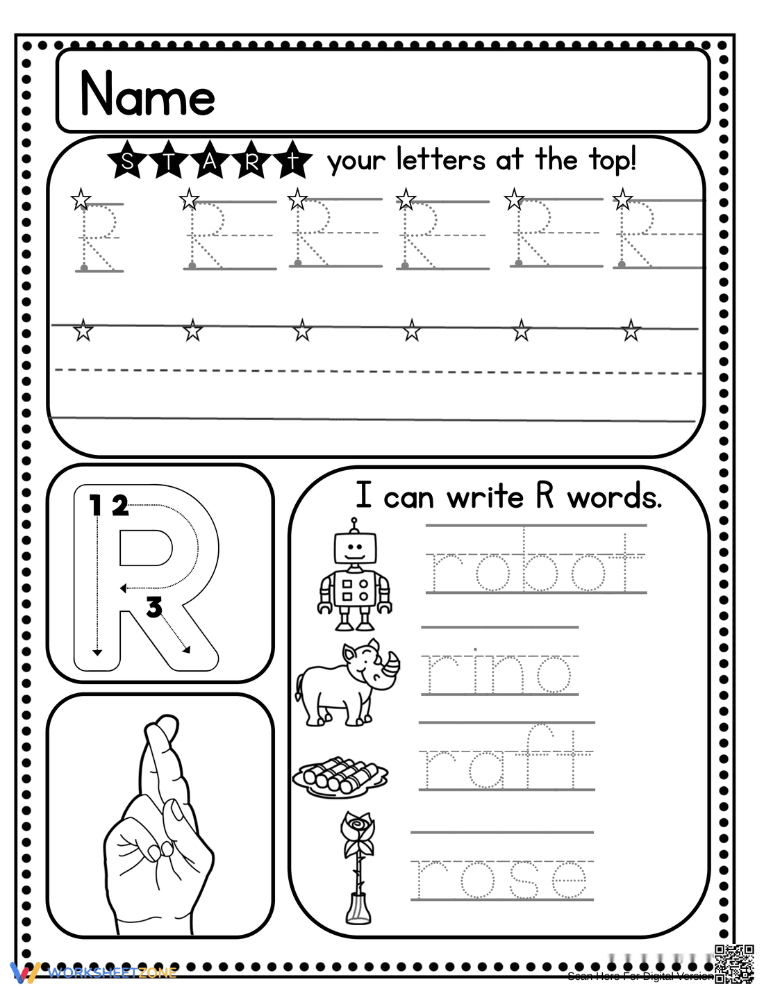 Improve Penmanship: Letter R Practice Sheet - Page 7
