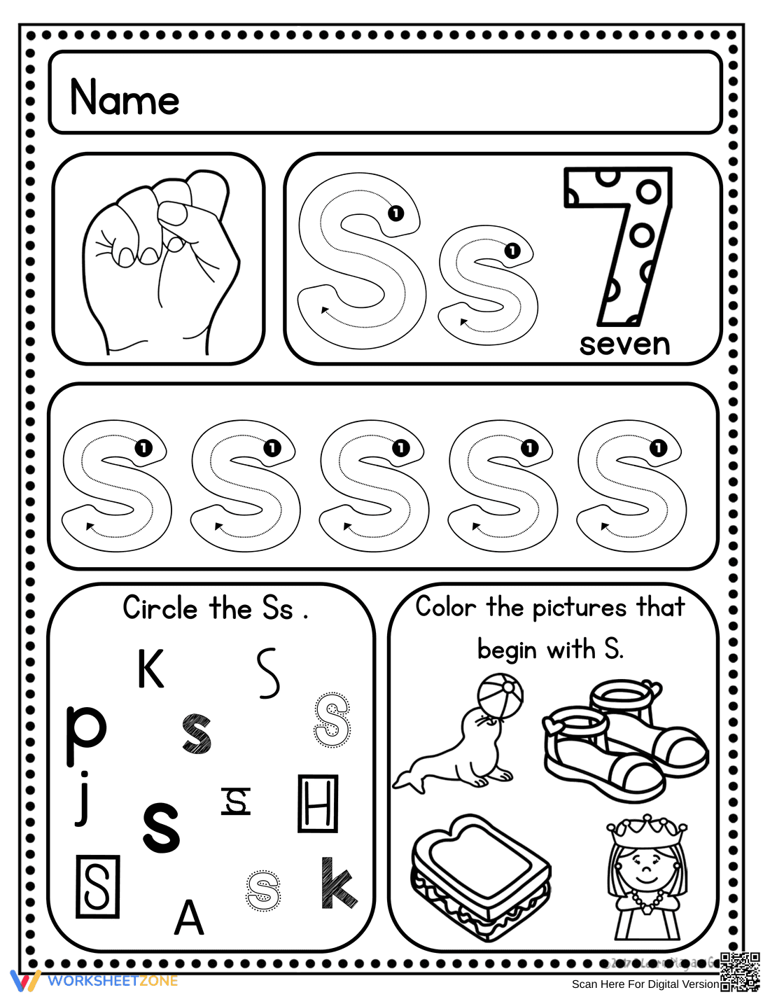 Handwriting: Letter S Practice - Page 2
