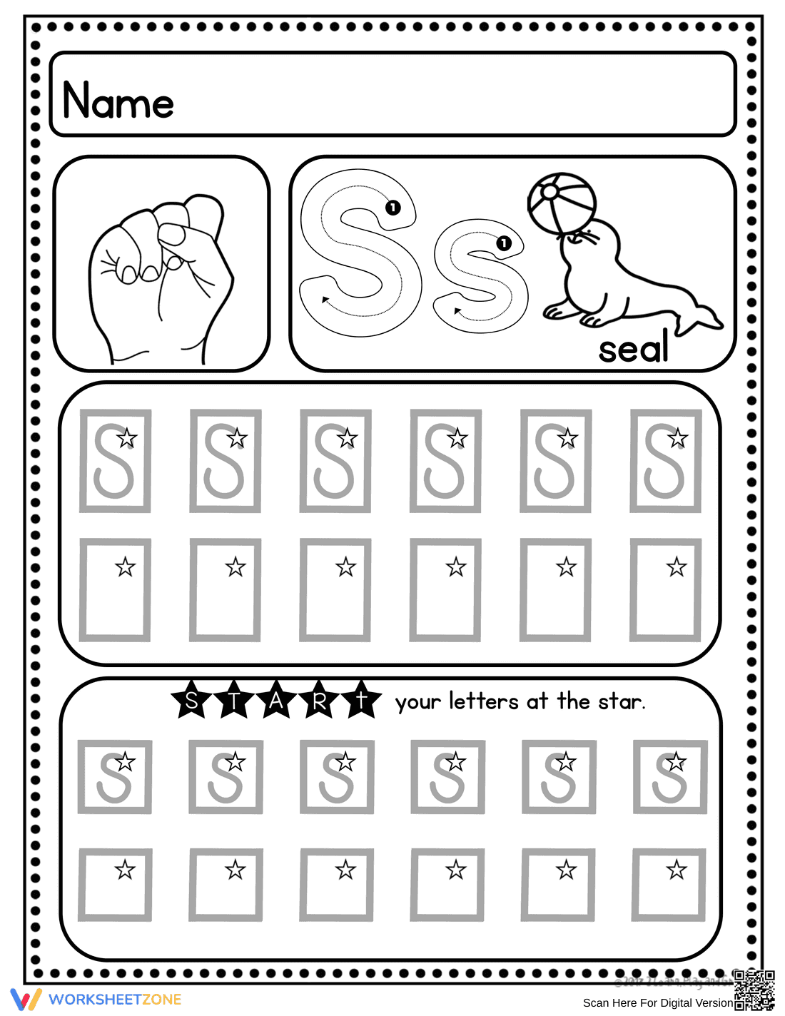 Handwriting: Letter S Practice - Page 4