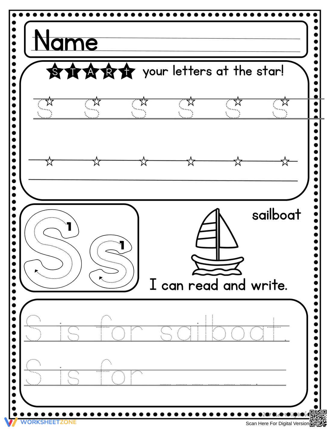 Handwriting: Letter S Practice - Page 6