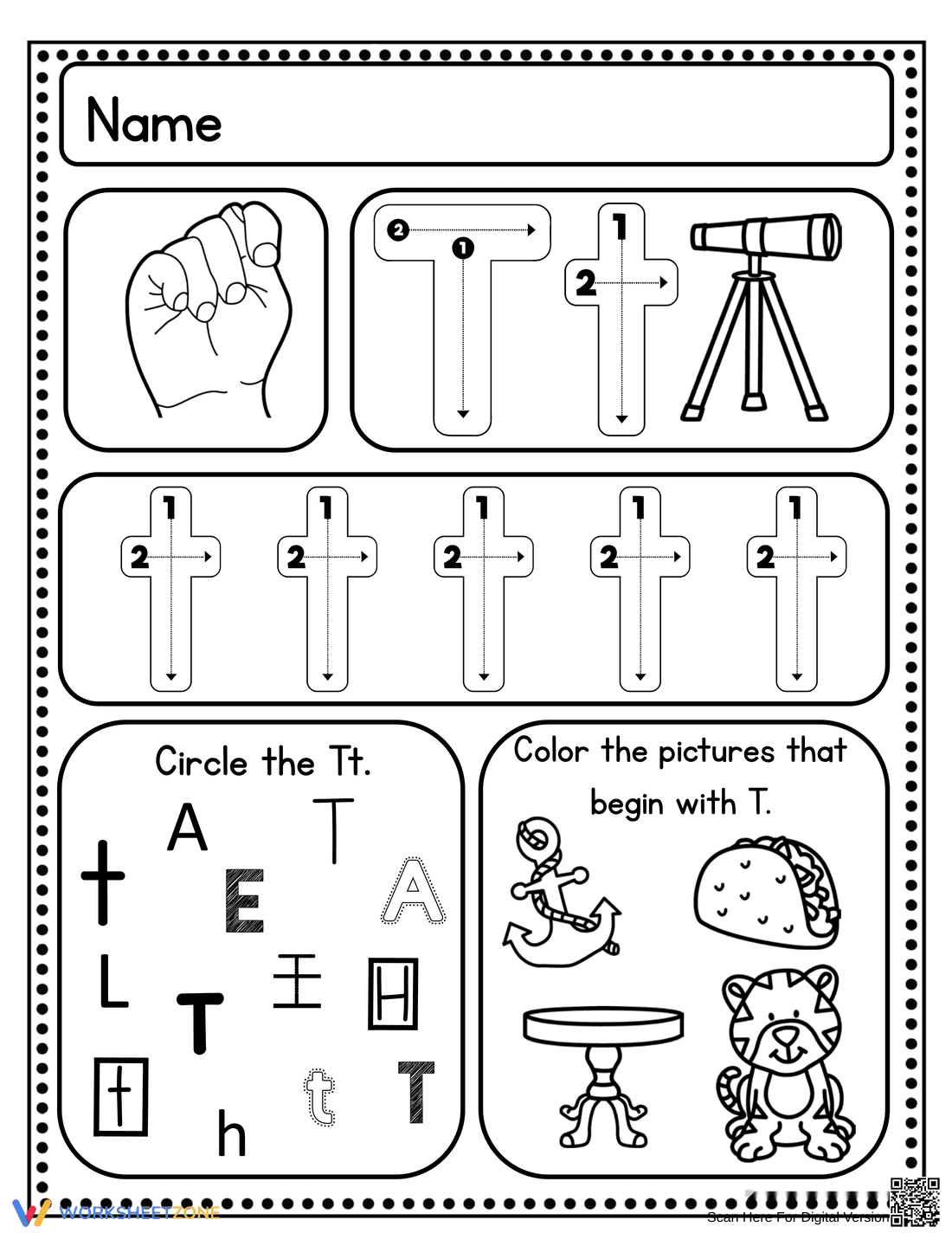 Handwriting Practice: Letter T Worksheet - Page 2