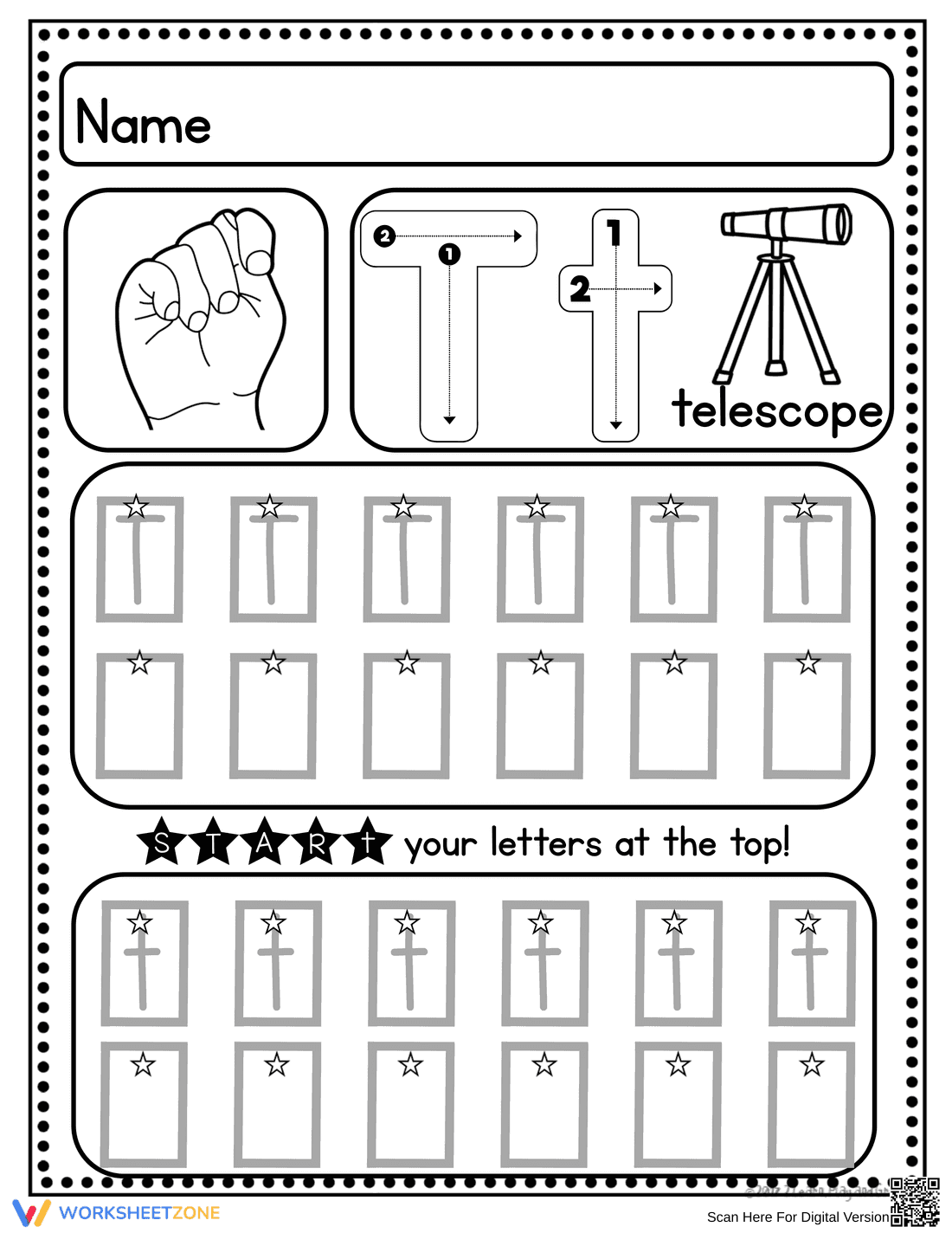 Handwriting Practice: Letter T Worksheet - Page 4