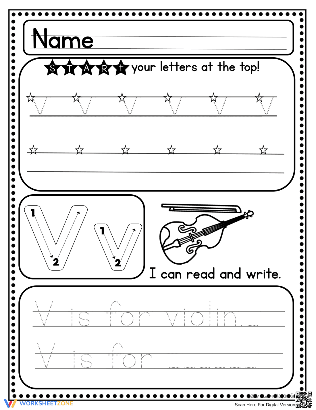 Letter V Worksheet: Printable Grade K Handwriting - Page 6