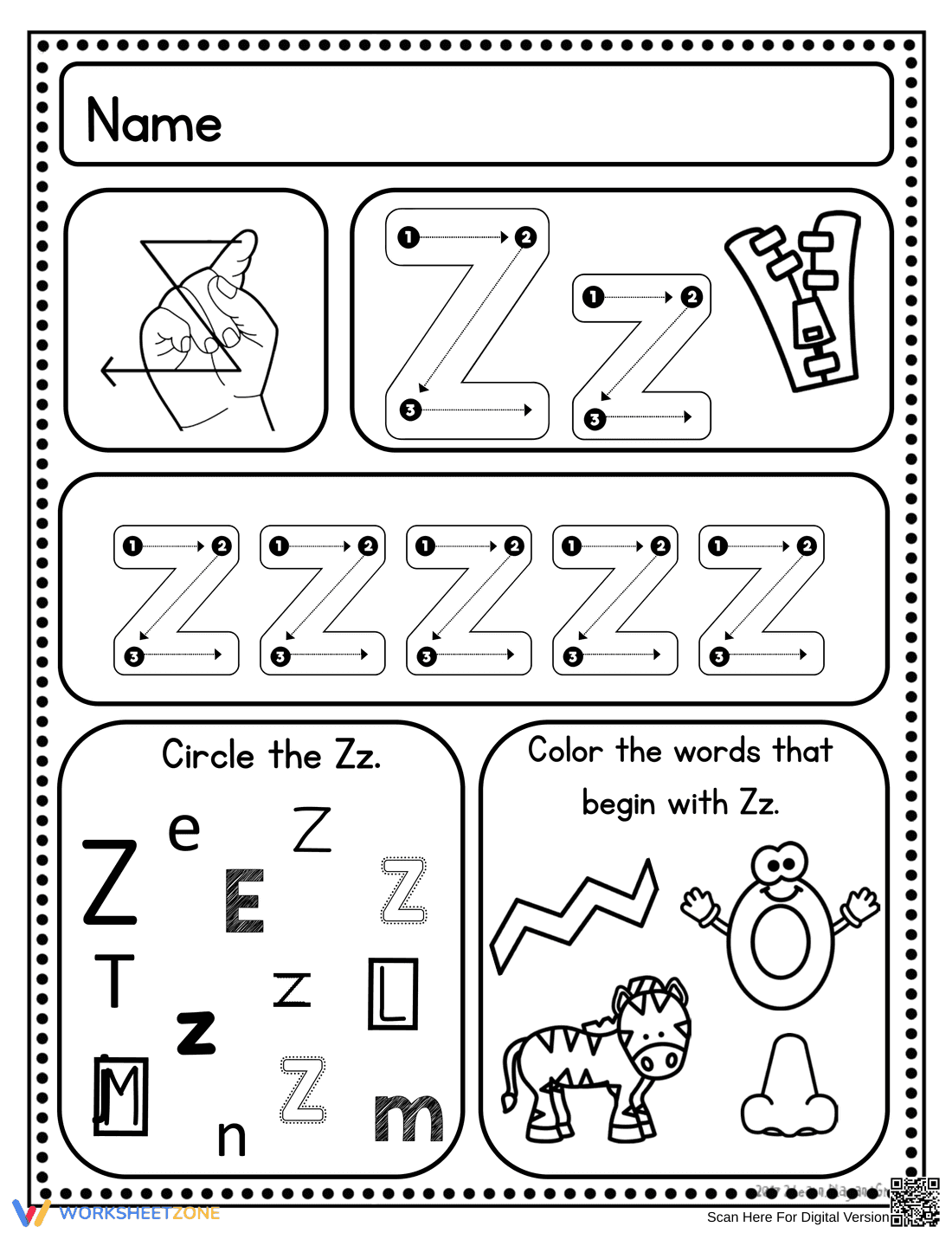 Handwriting: Letter Z Practice - Page 2