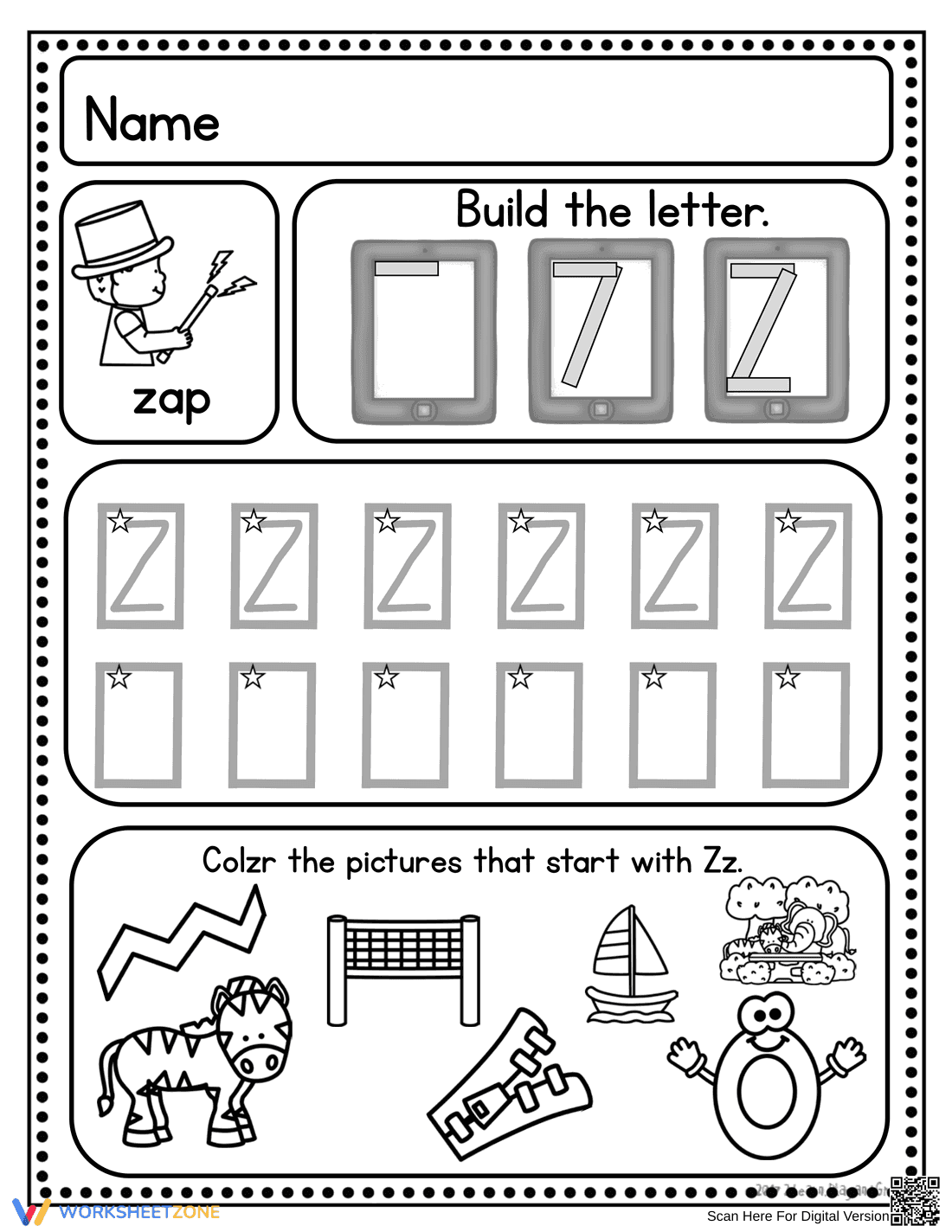 Handwriting: Letter Z Practice - Page 3
