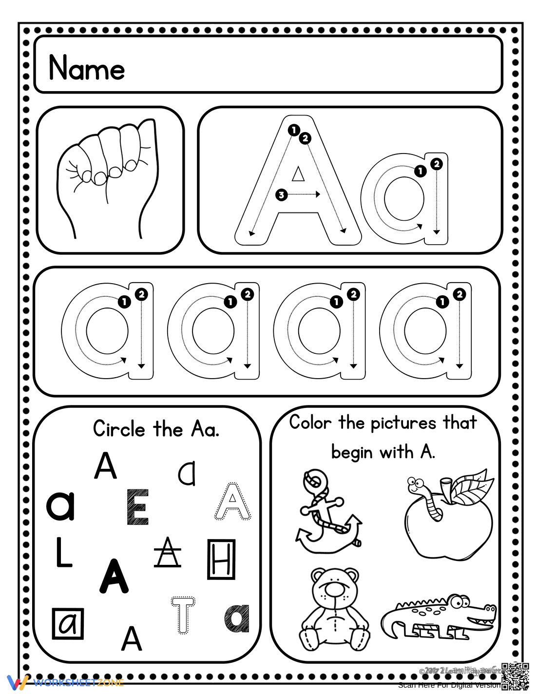 Printable Letter A Worksheet | Grade K Handwriting - Page 2