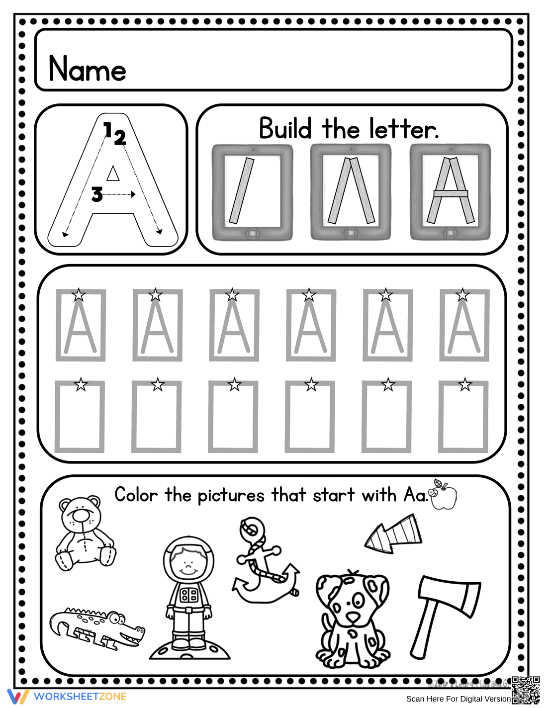 Printable Letter A Worksheet | Grade K Handwriting - Page 3