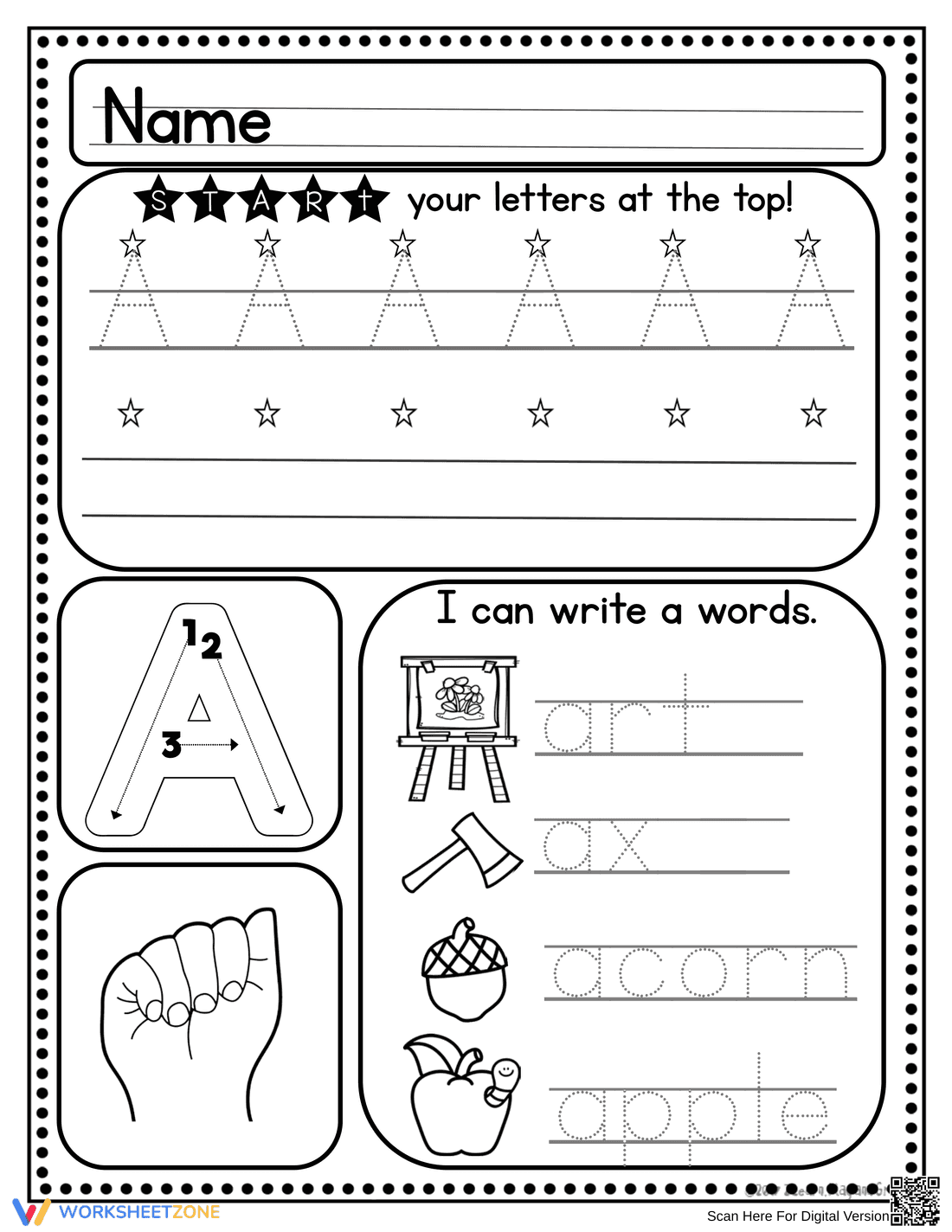 Printable Letter A Worksheet | Grade K Handwriting - Page 5