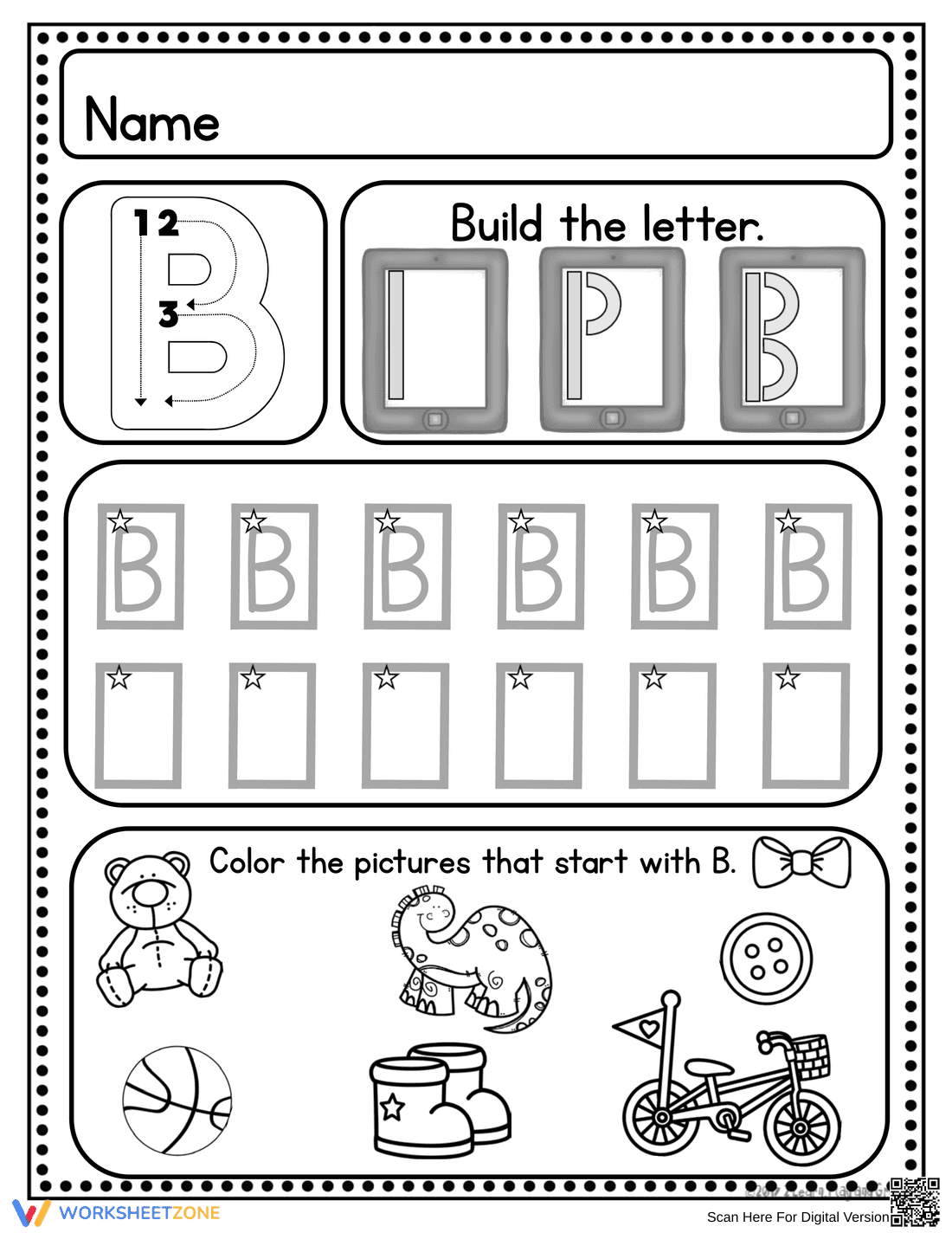 Letter B Handwriting Worksheet | Grade K-1 Essential - Page 3