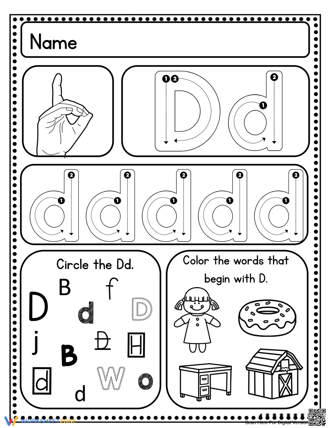 Handwriting Practice: Letter D Worksheet - Page 2