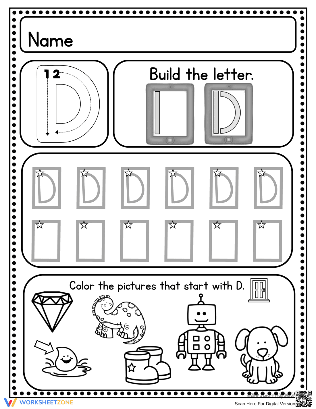 Handwriting Practice: Letter D Worksheet - Page 3