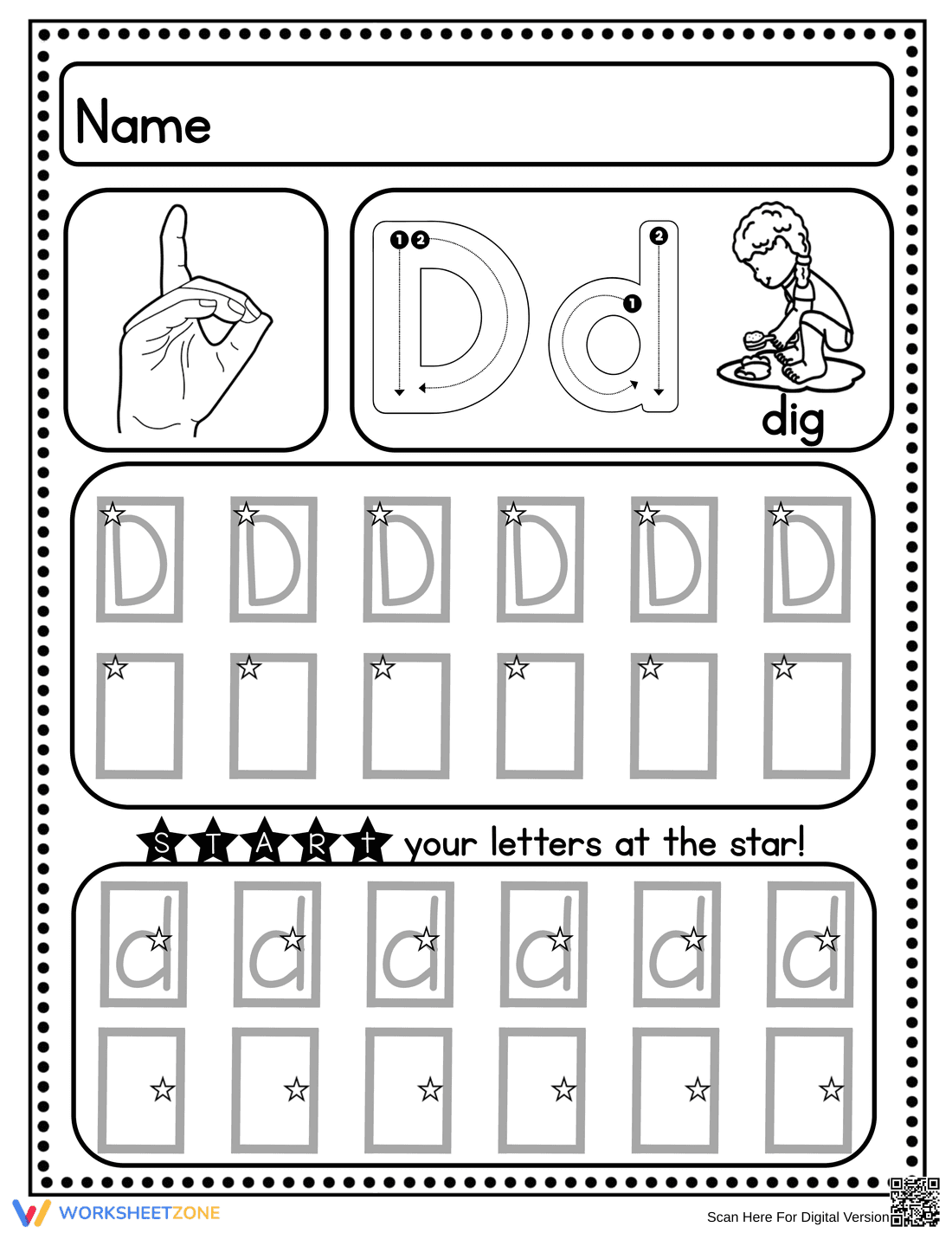 Handwriting Practice: Letter D Worksheet - Page 4
