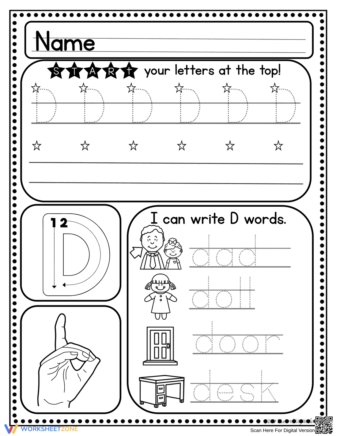 Handwriting Practice: Letter D Worksheet - Page 5