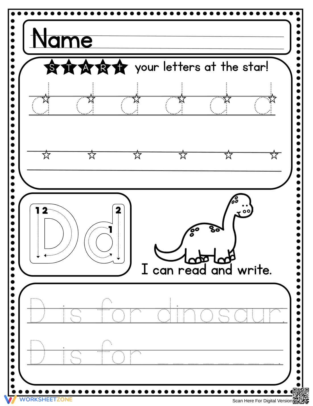 Handwriting Practice: Letter D Worksheet - Page 6