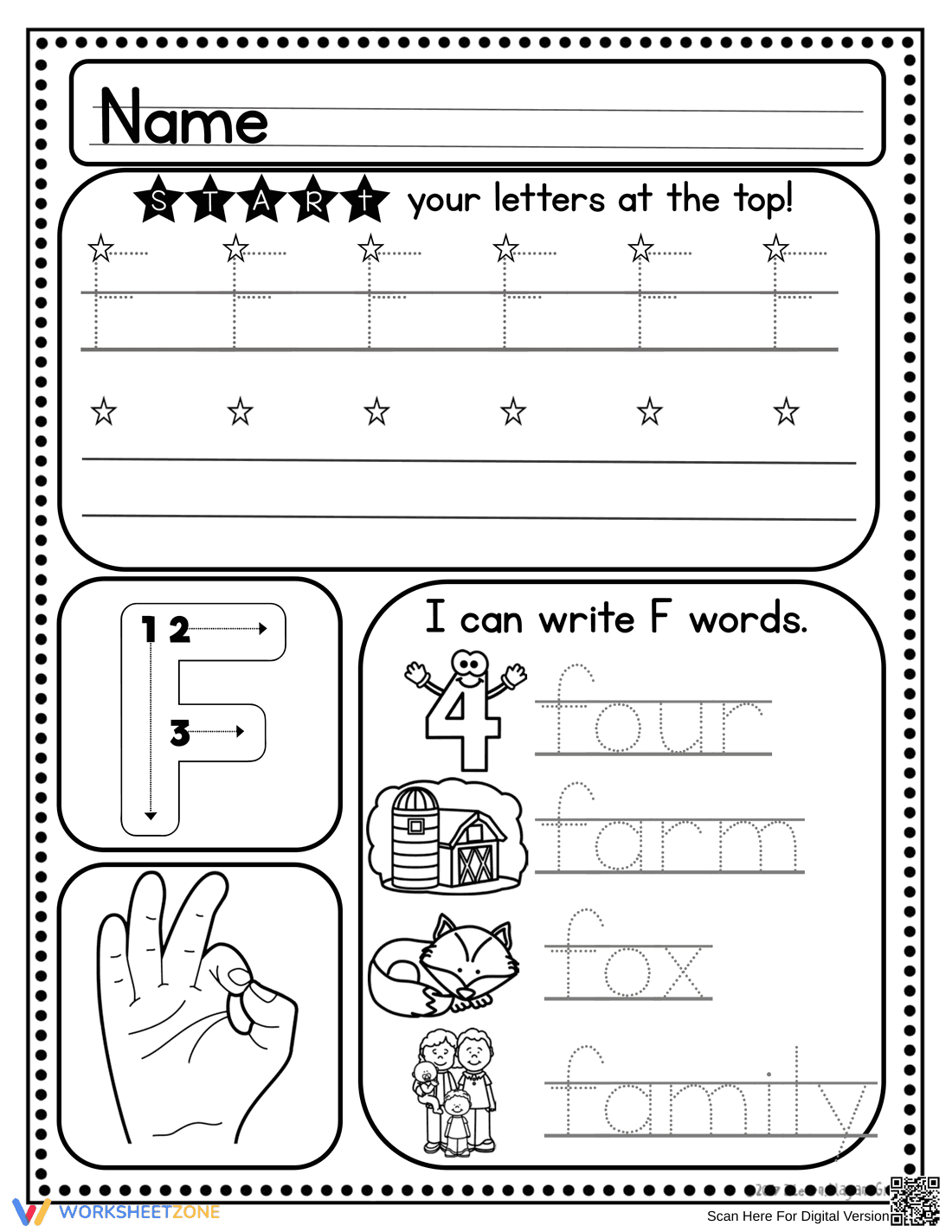 Handwriting: Letter F Practice - Page 5