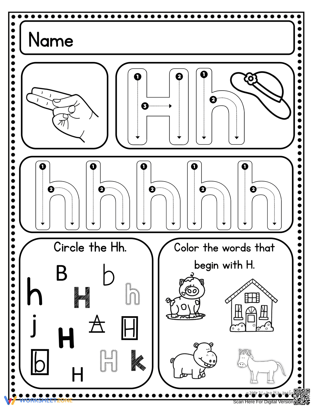 Grade K Letter H — Printable No-Prep Worksheet - Page 2