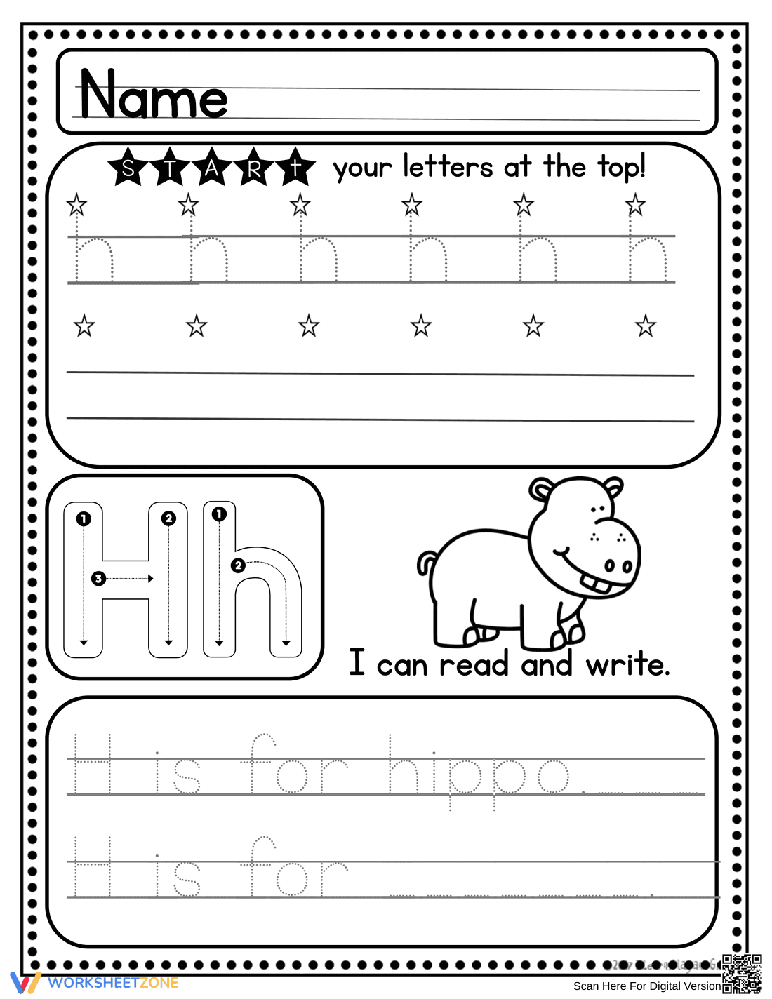 Grade K Letter H — Printable No-Prep Worksheet - Page 6