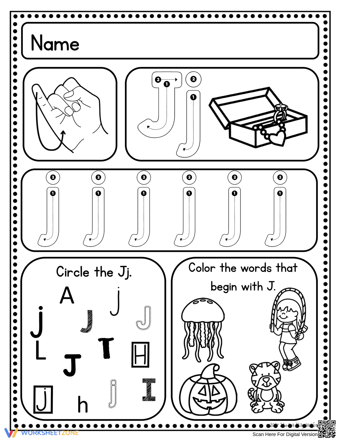 Handwriting Practice: Letter J Worksheet - Page 2