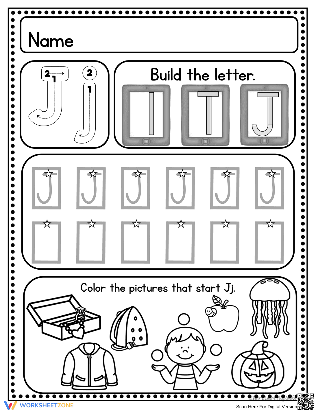Handwriting Practice: Letter J Worksheet - Page 3