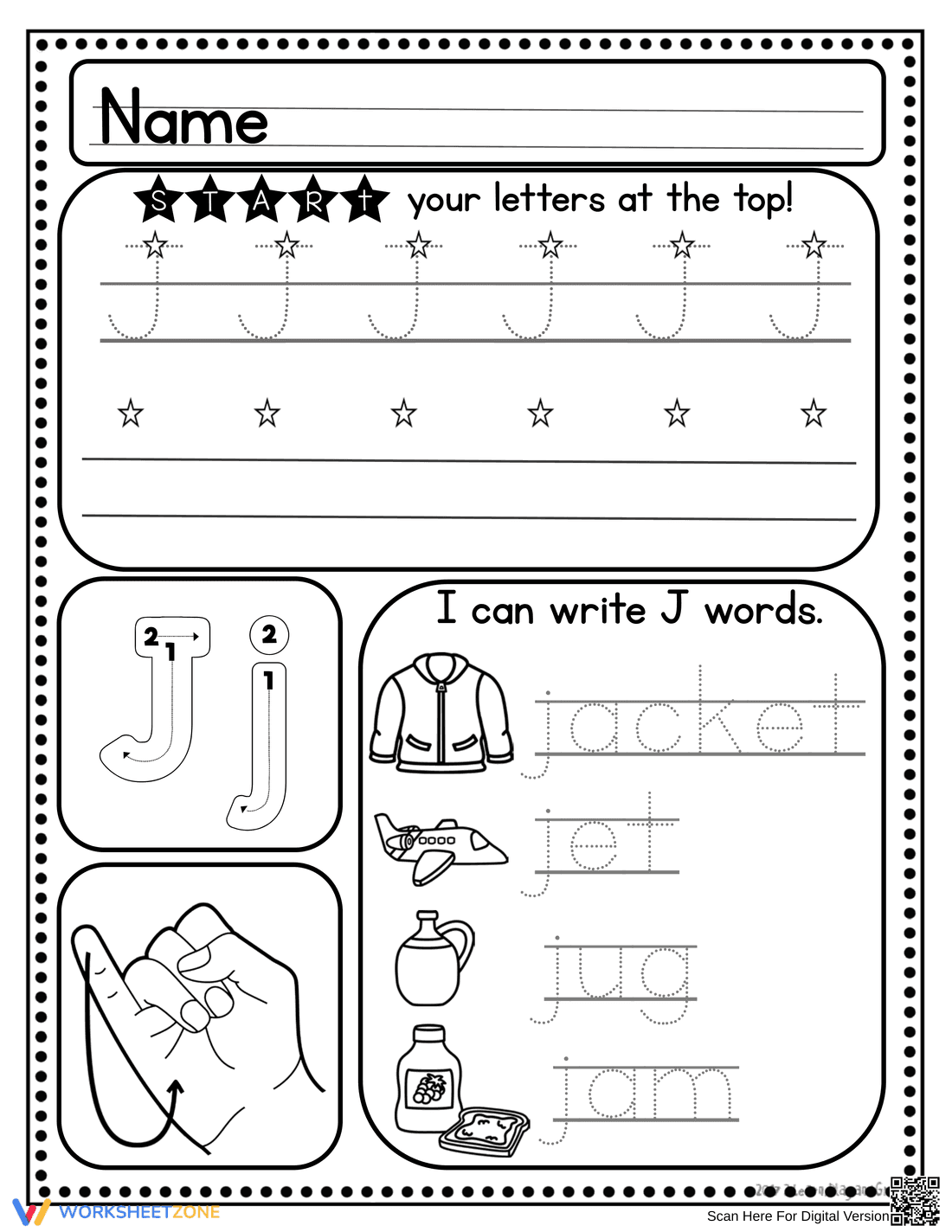 Handwriting Practice: Letter J Worksheet - Page 5