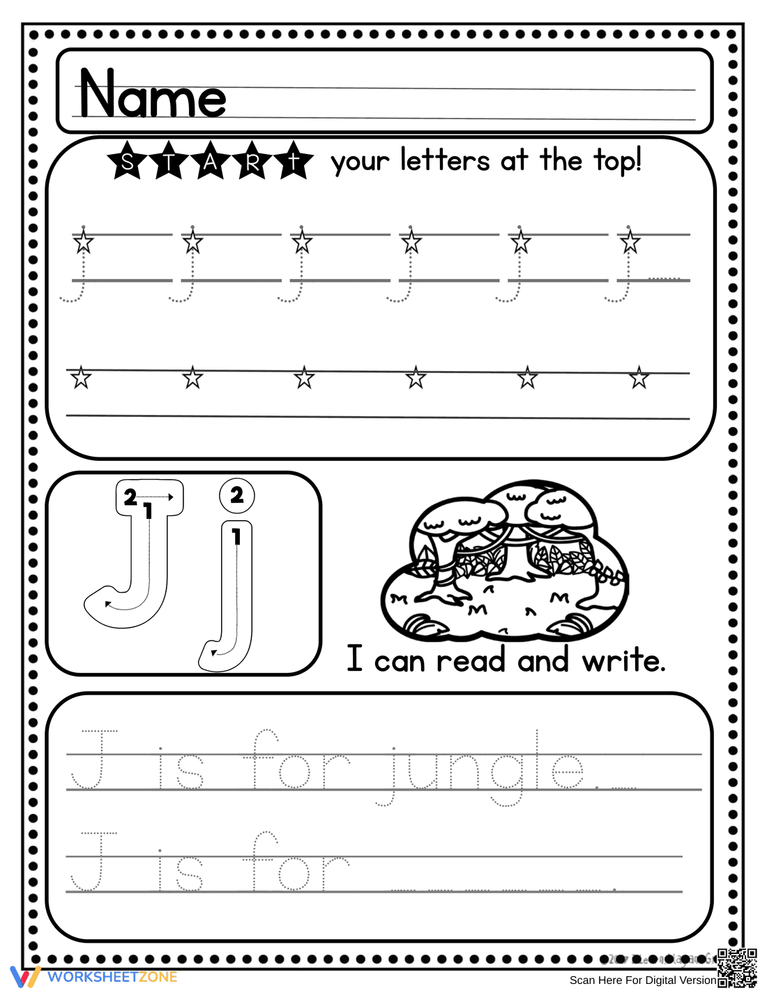 Handwriting Practice: Letter J Worksheet - Page 6