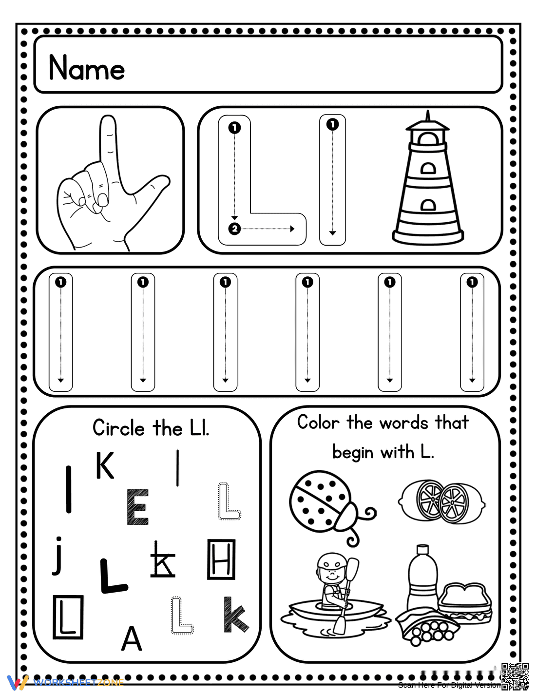 Handwriting Practice: Letter L Worksheet - Page 2
