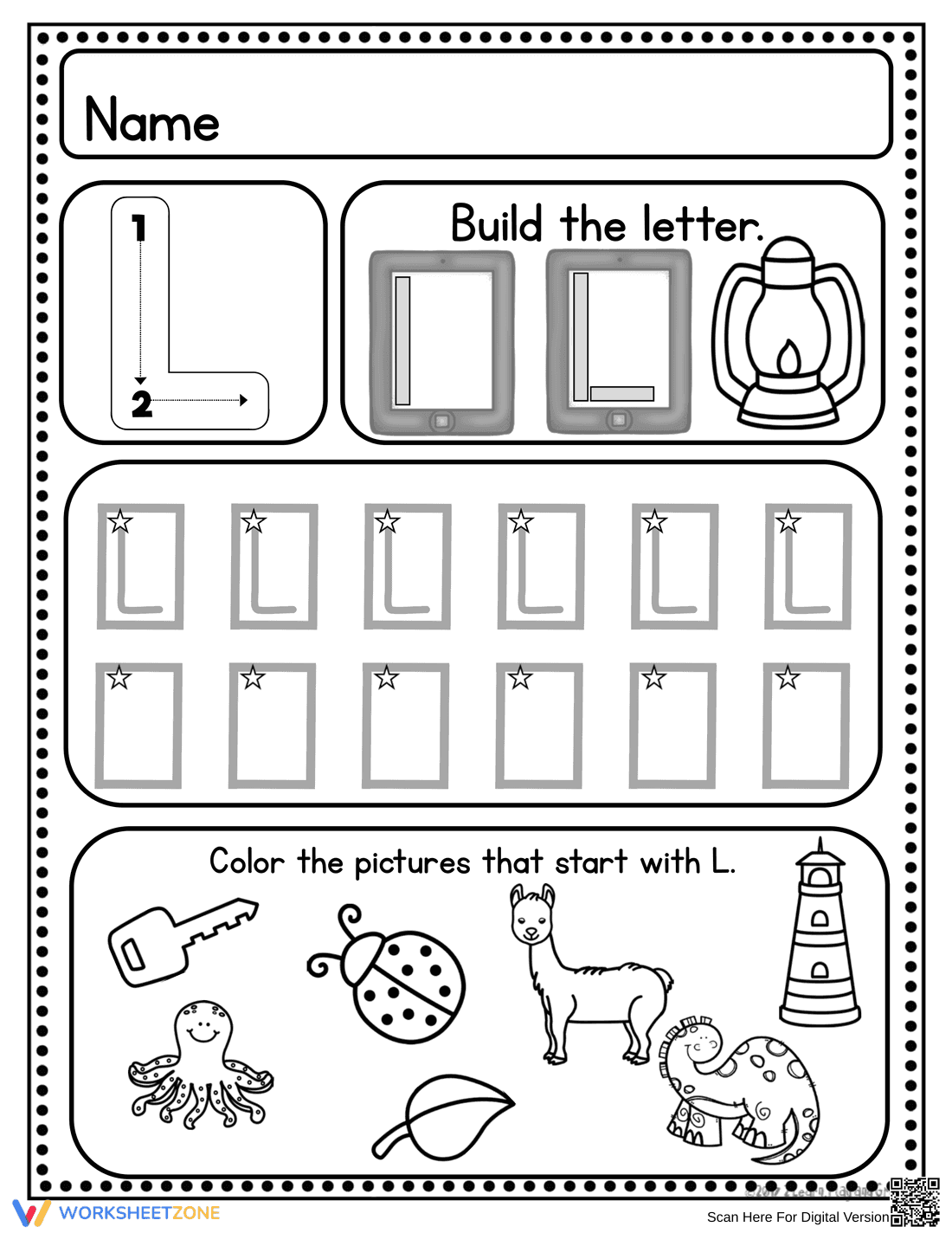 Handwriting Practice: Letter L Worksheet - Page 3