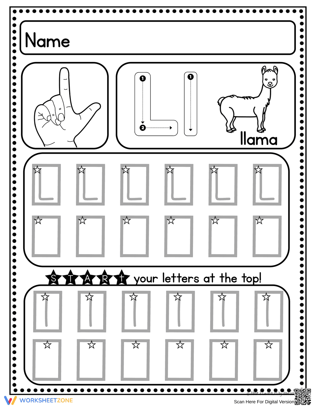Handwriting Practice: Letter L Worksheet - Page 4
