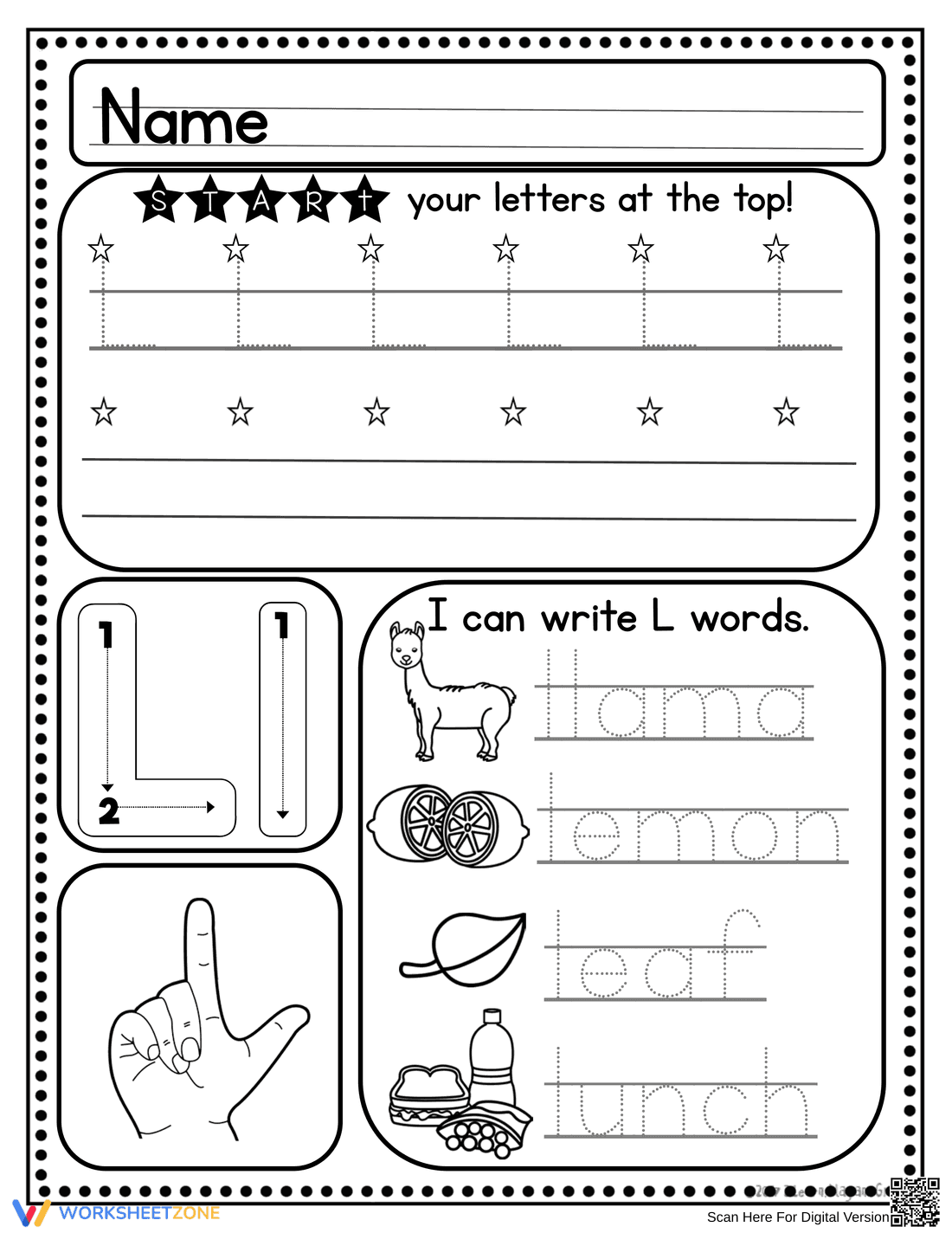 Handwriting Practice: Letter L Worksheet - Page 5