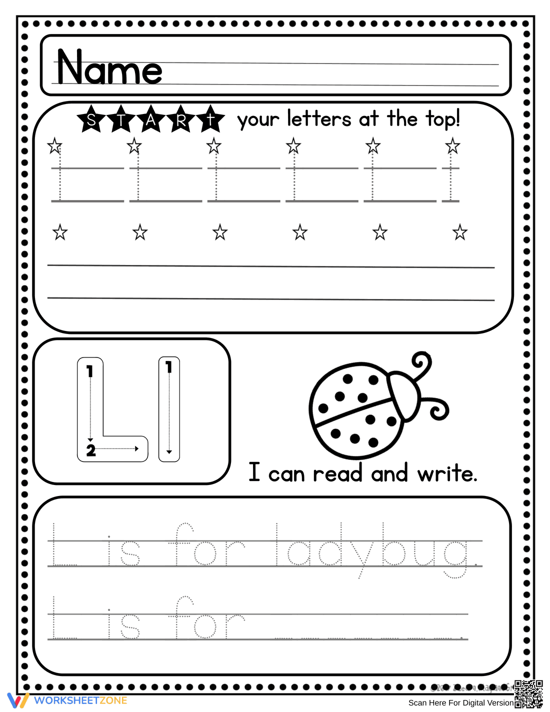 Handwriting Practice: Letter L Worksheet - Page 6