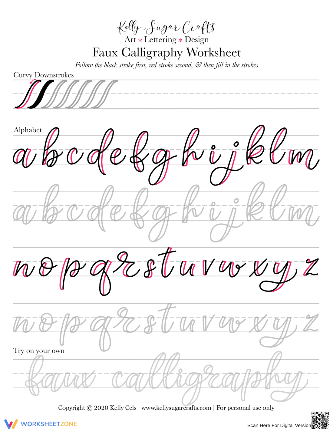 Grade 4 Faux Calligraphy — Printable No-Prep Worksheet - Page 2
