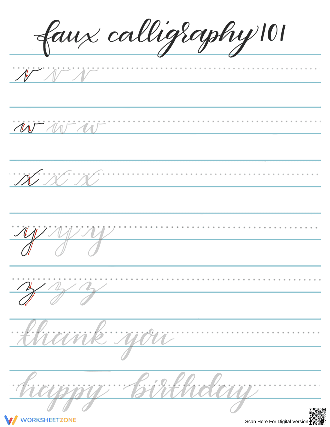 Calligraphy Practice Sheet: Improve Your Skills - Page 4