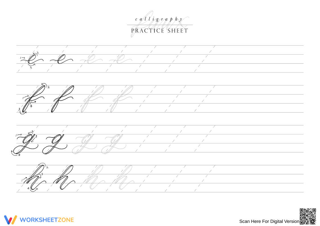 Calligraphy Letter Tracing | Essential Grade 10-11 Practice - Page 2
