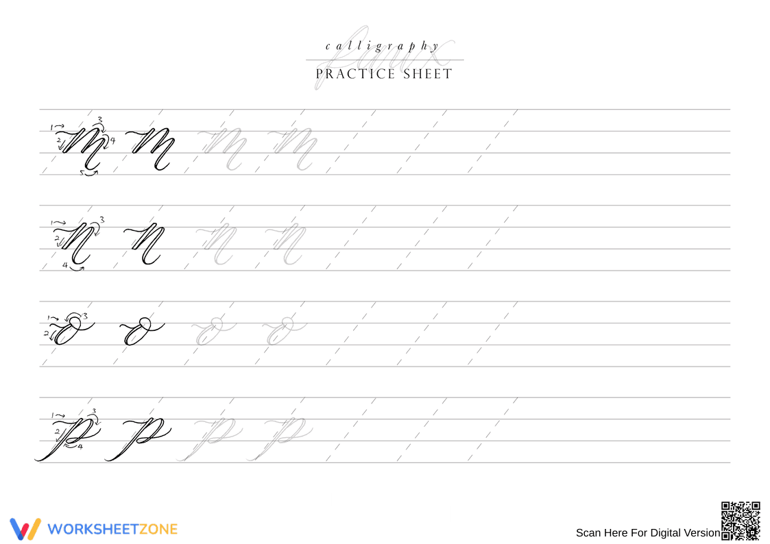 Calligraphy Letter Tracing | Essential Grade 10-11 Practice - Page 4