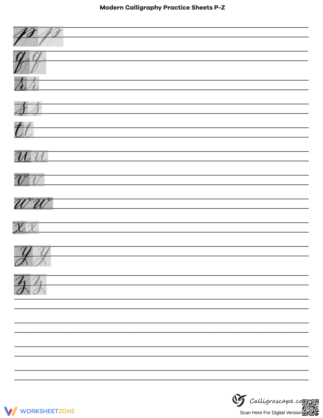 Calligraphy Practice: A-Z Alphabet Worksheet - Page 2