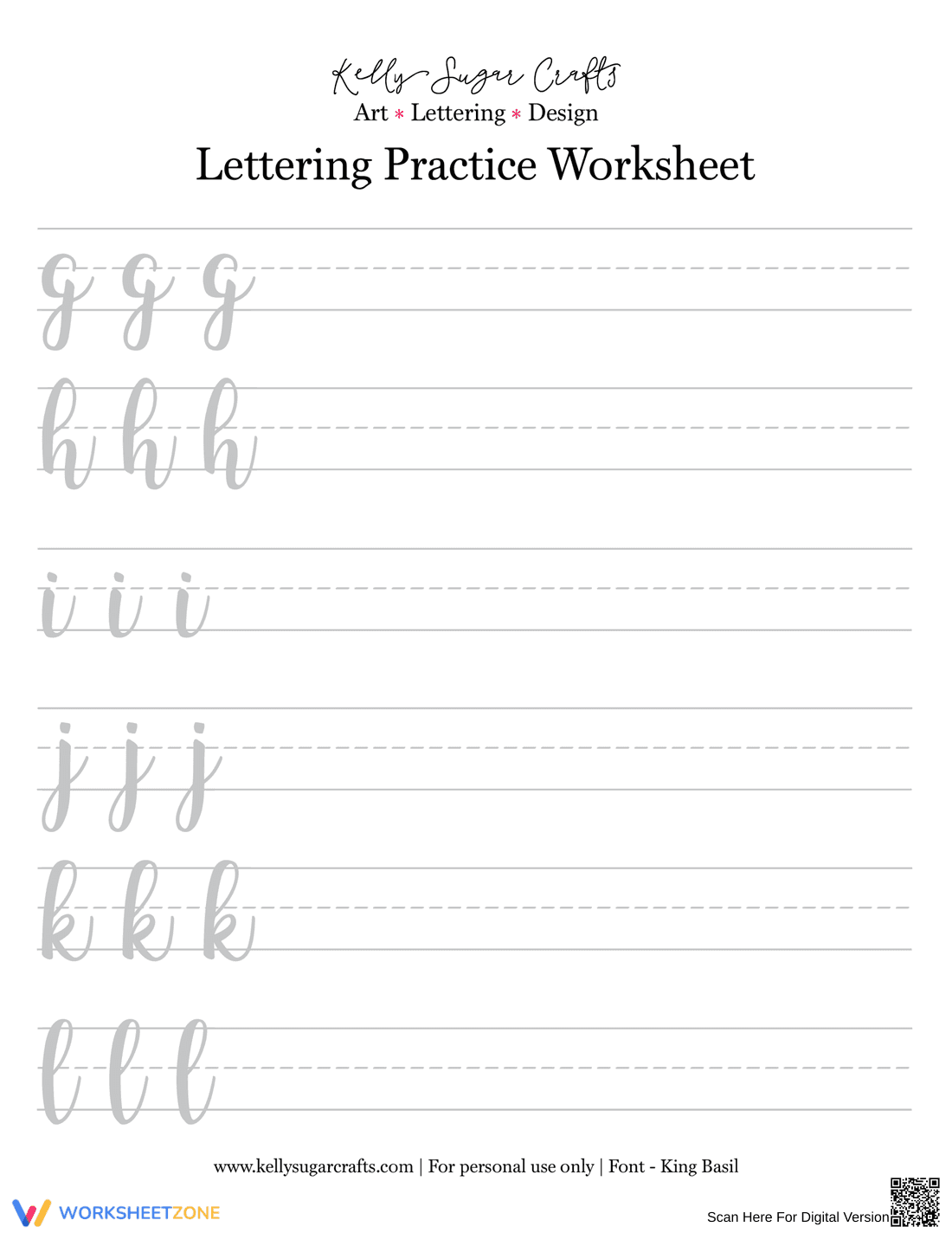 Calligraphy: A-Z Letter Practice Worksheet - Page 2