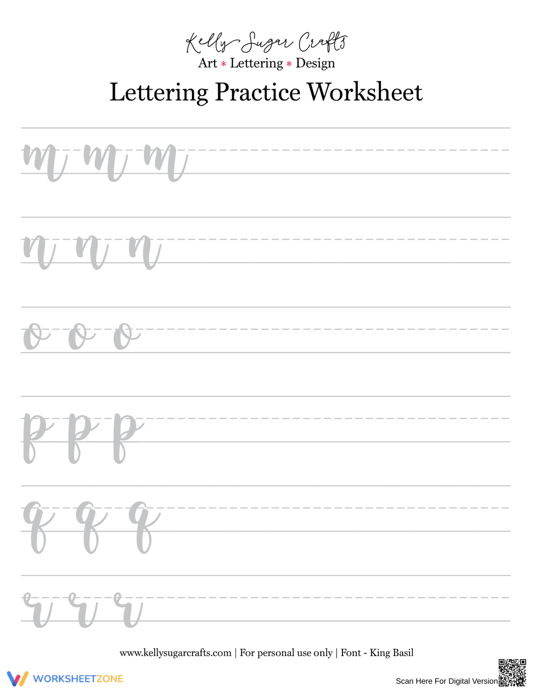 Calligraphy: A-Z Letter Practice Worksheet - Page 3