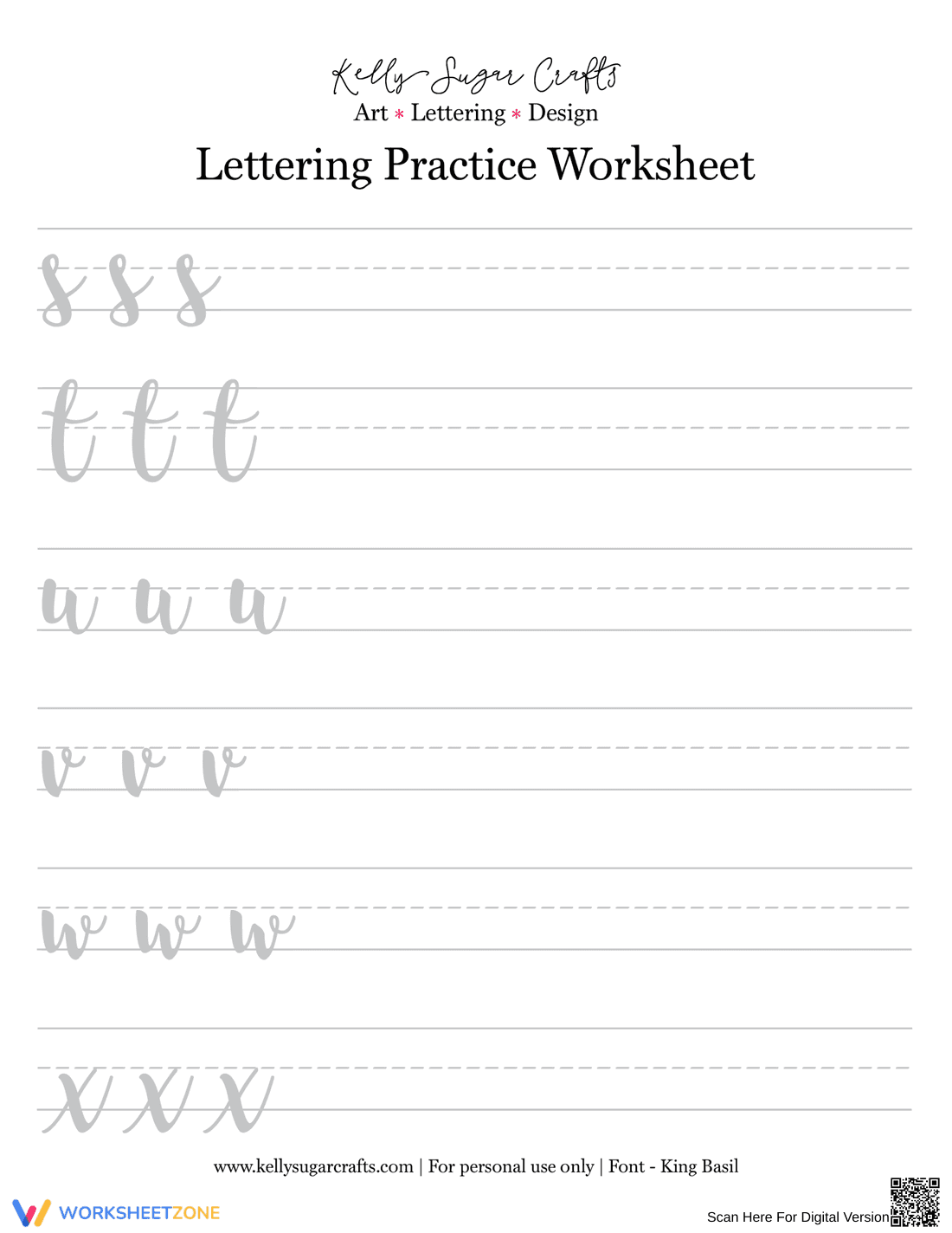 Calligraphy: A-Z Letter Practice Worksheet - Page 4