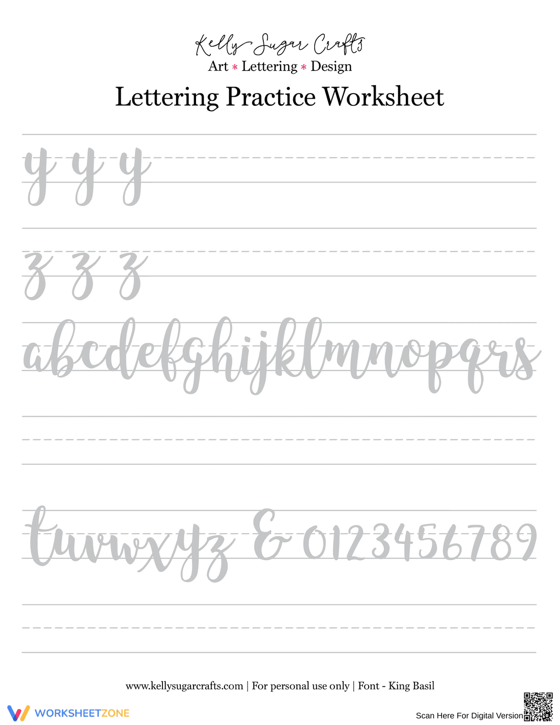 Calligraphy: A-Z Letter Practice Worksheet - Page 5
