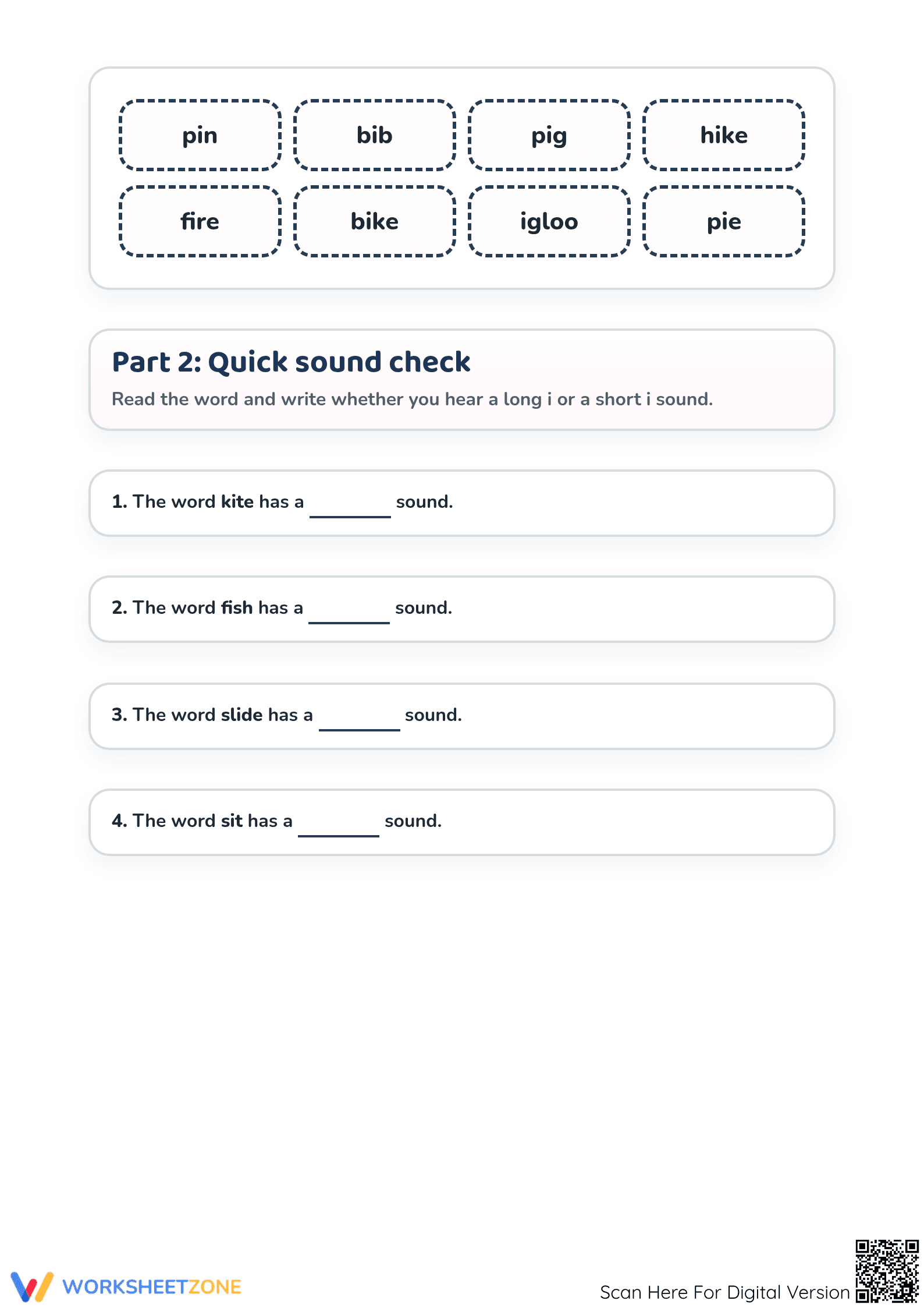 Essential Long I vs Short I Vowel Sort | Grade 1 - Page 2