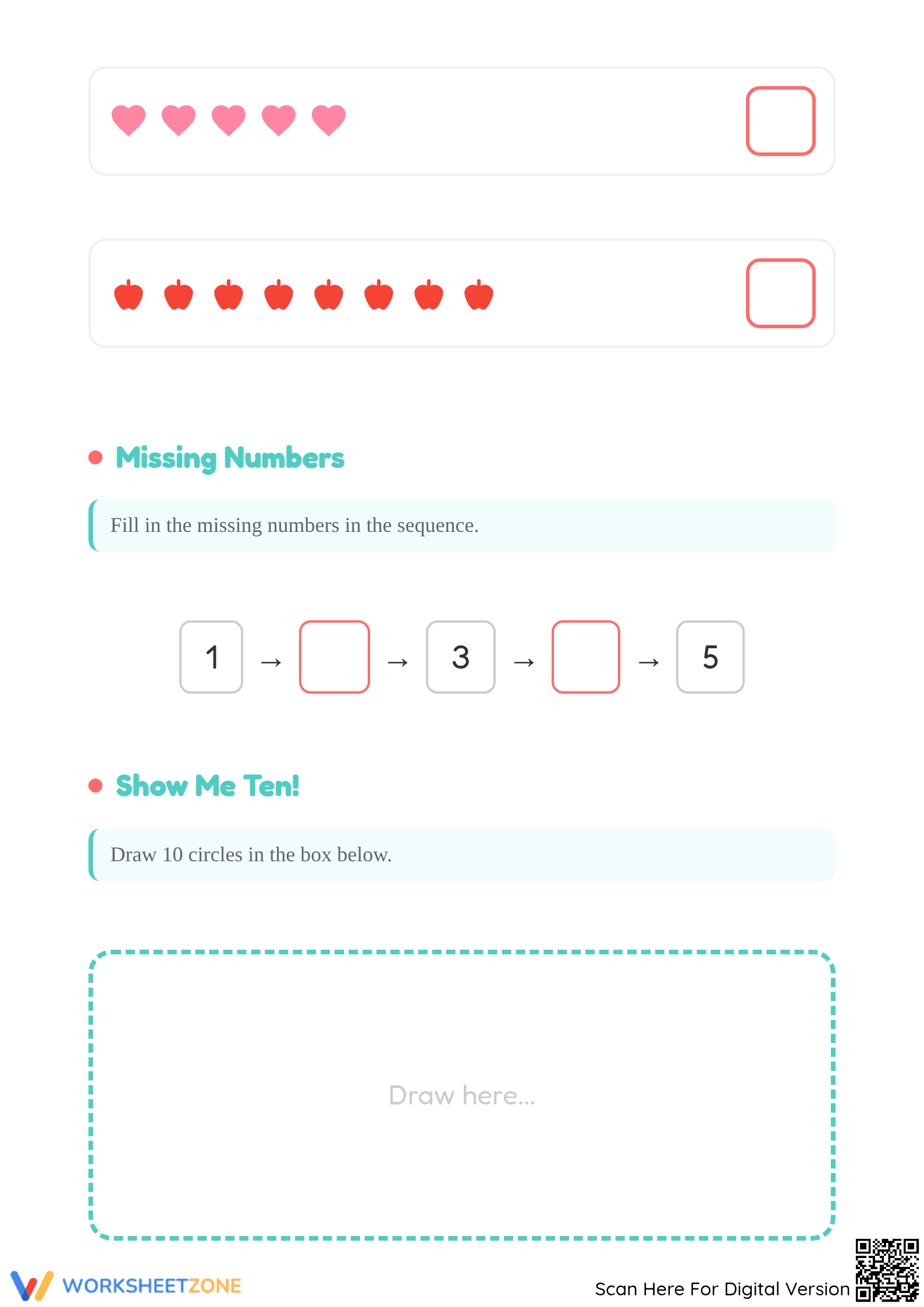 Kindergarten Counting 1-10 — Printable No-Prep Worksheet - Page 2