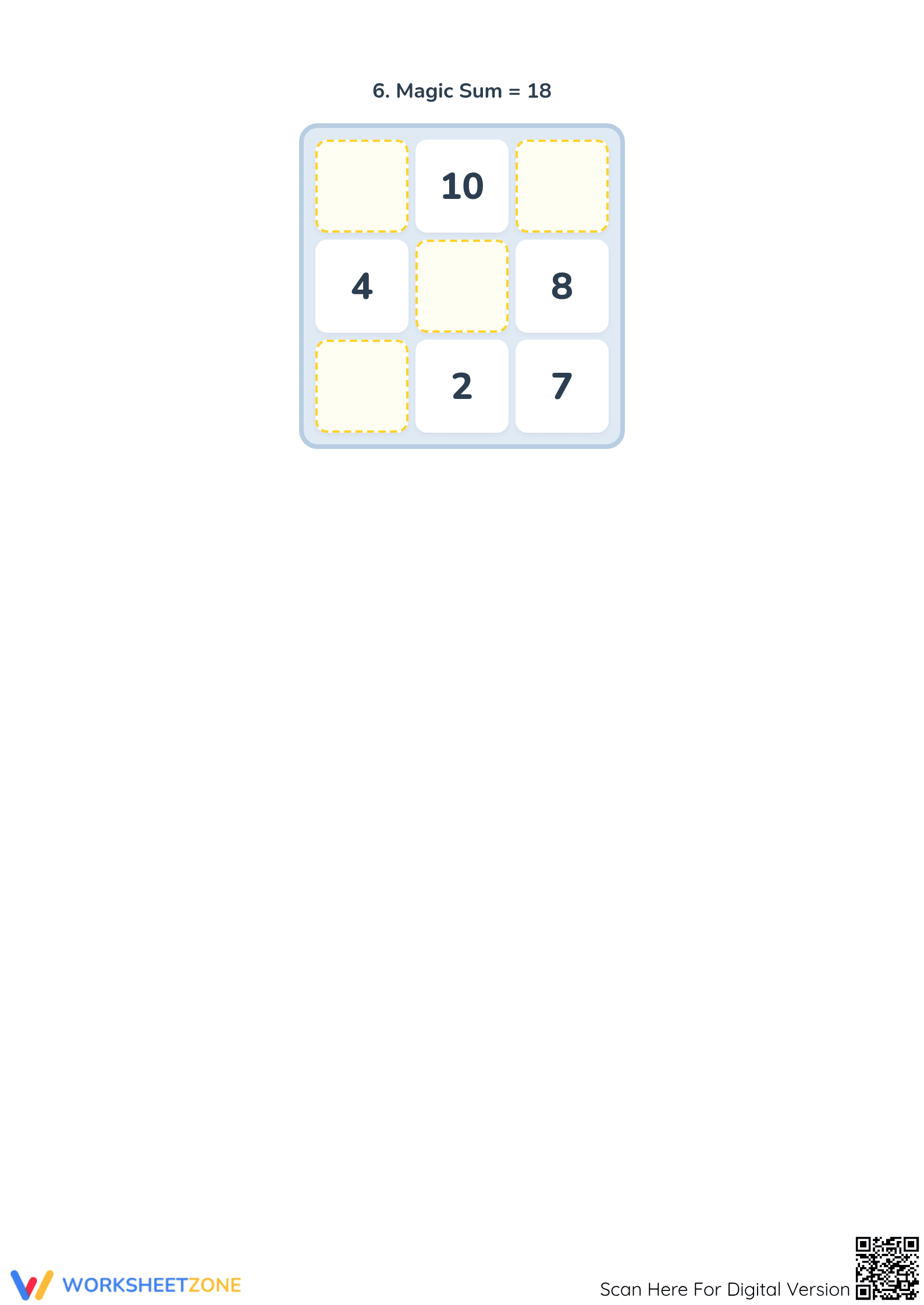 Printable 1st Grade Magic Square Worksheets | Addition Logic - Page 4