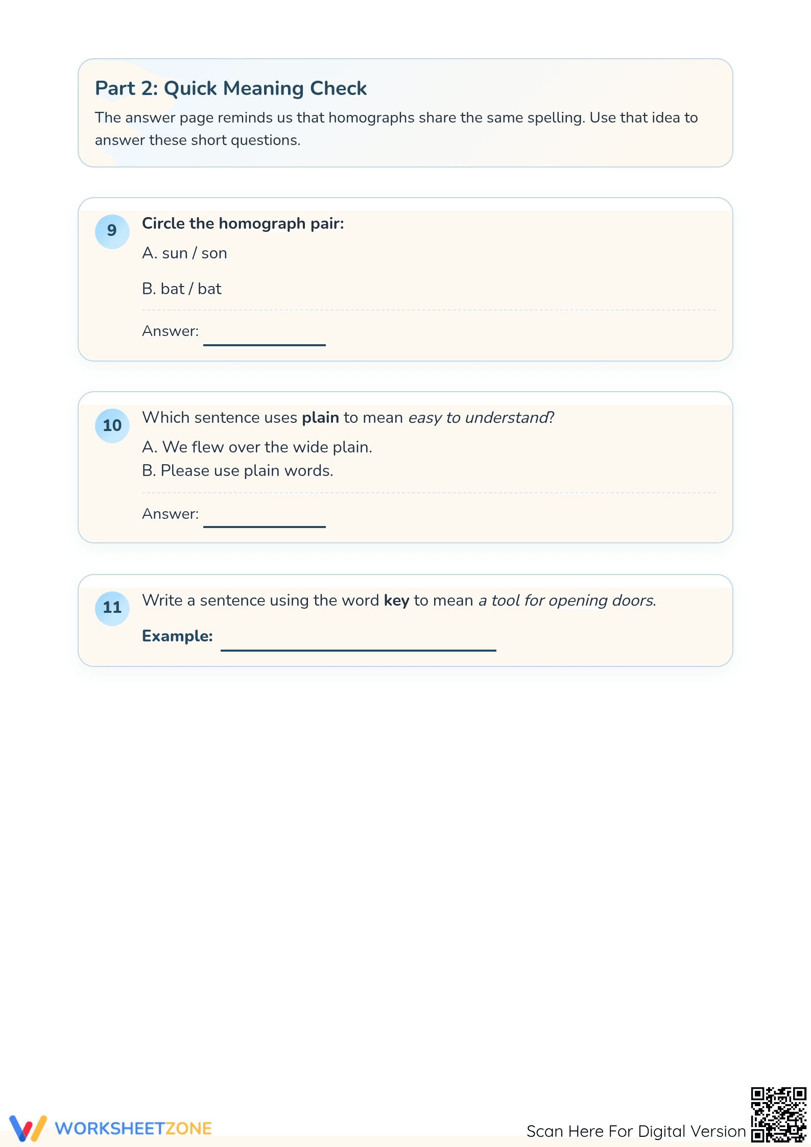 Multiple Meanings Homograph Worksheet | Grade 2 Essential - Page 3
