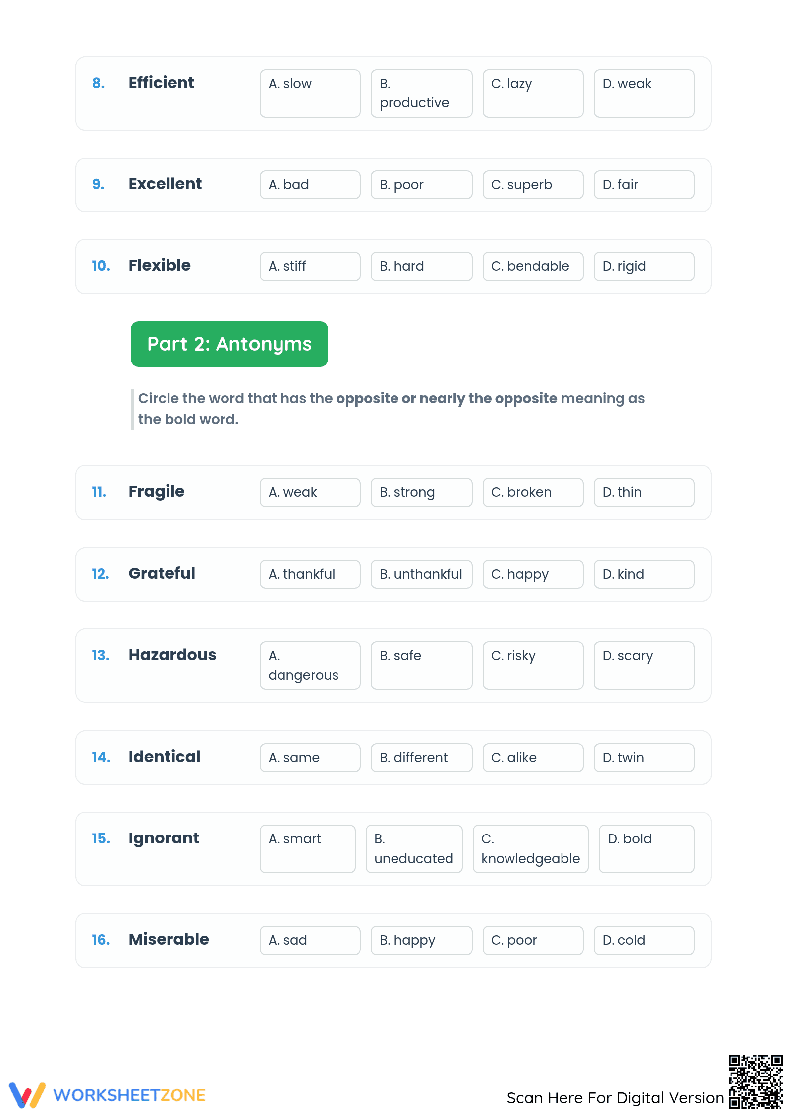 Essential Grade 4 Vocabulary Worksheet | Synonyms & Antonyms - Page 2