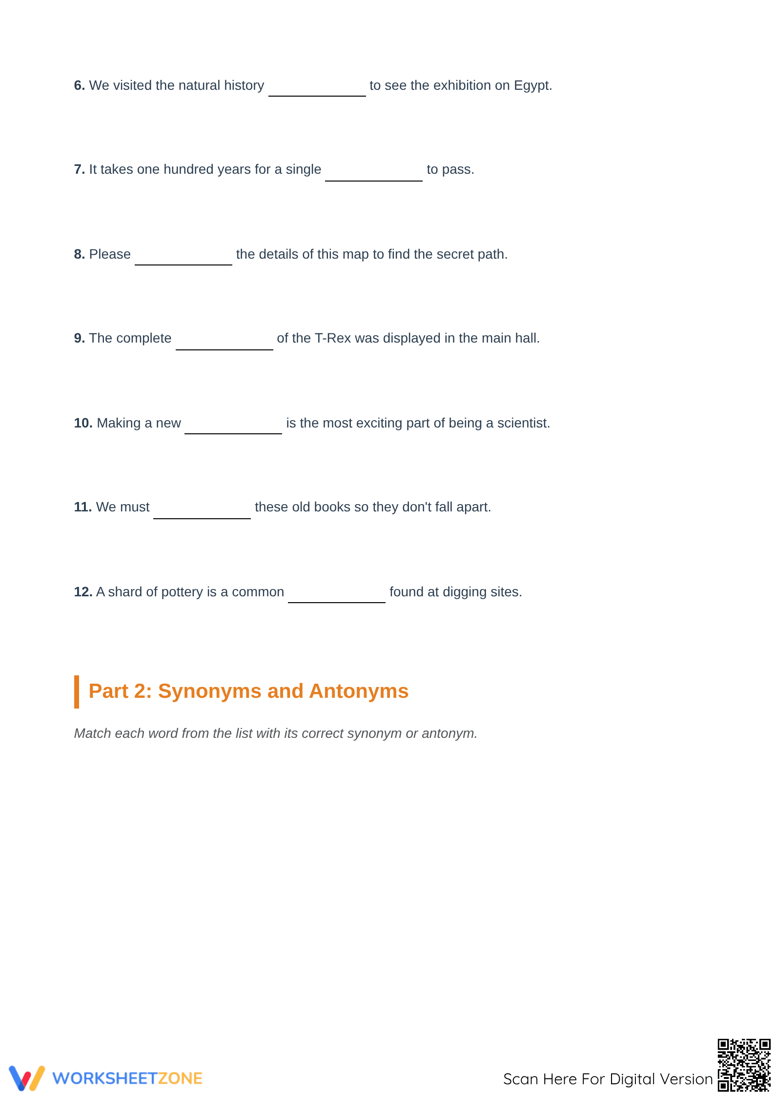 Grade 4 Ancient World Vocabulary — Printable Worksheet - Page 2