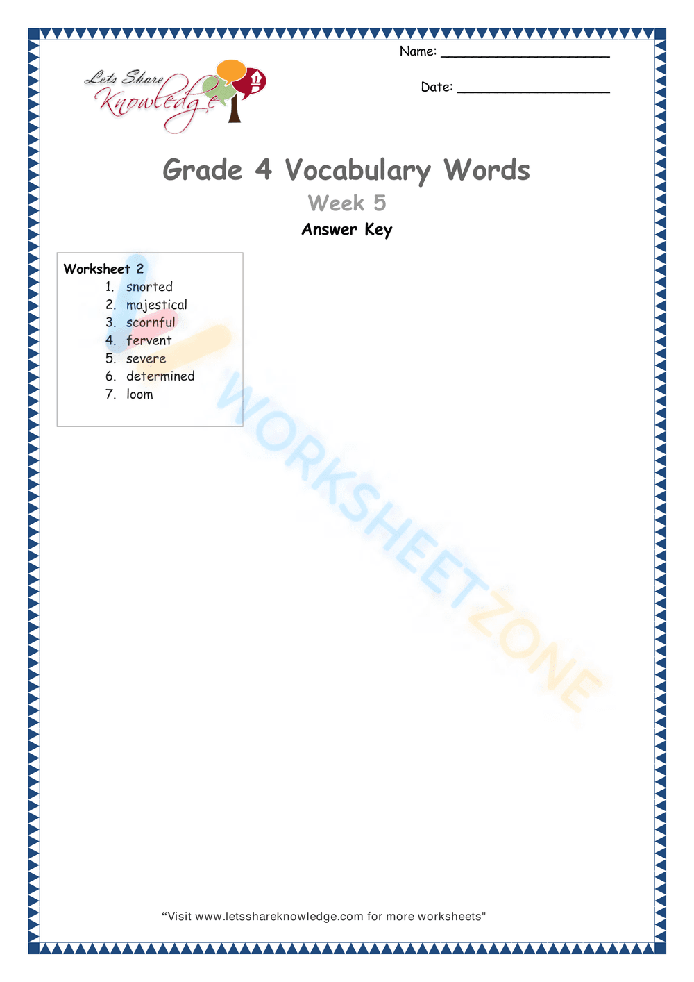 4th grade vocabulary worksheets 5 - Page 2