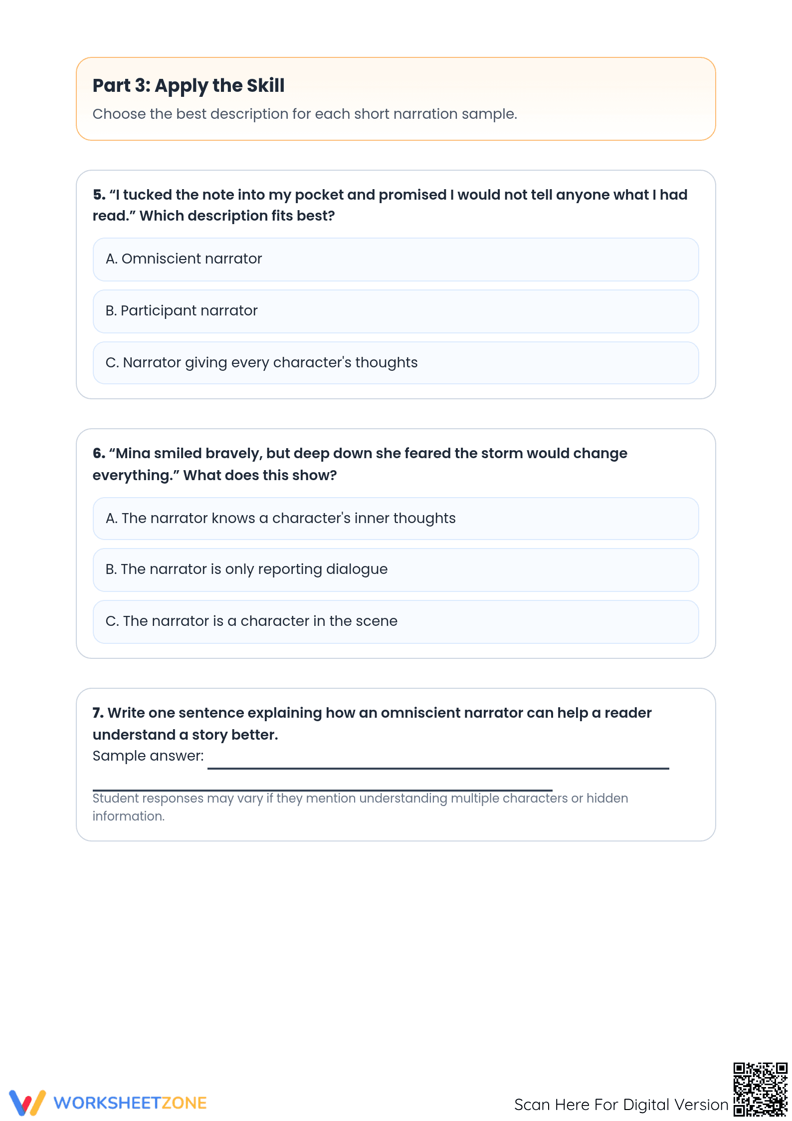 Narrator Point of View Worksheet | Grade 5 Essential - Page 3